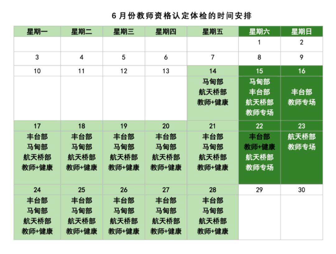 重要通知！中心6月增设教师资格认定体检专场