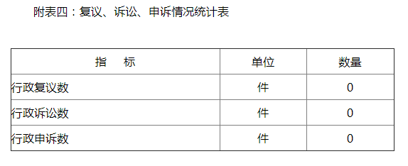 附表四：复议、诉讼、申诉情况统计表