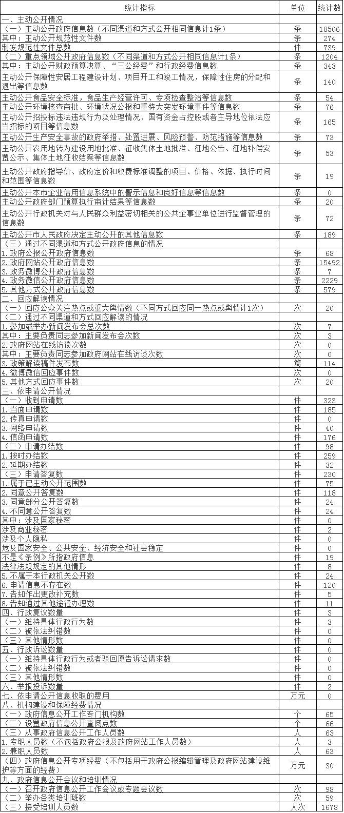 政府信息公开情况统计表