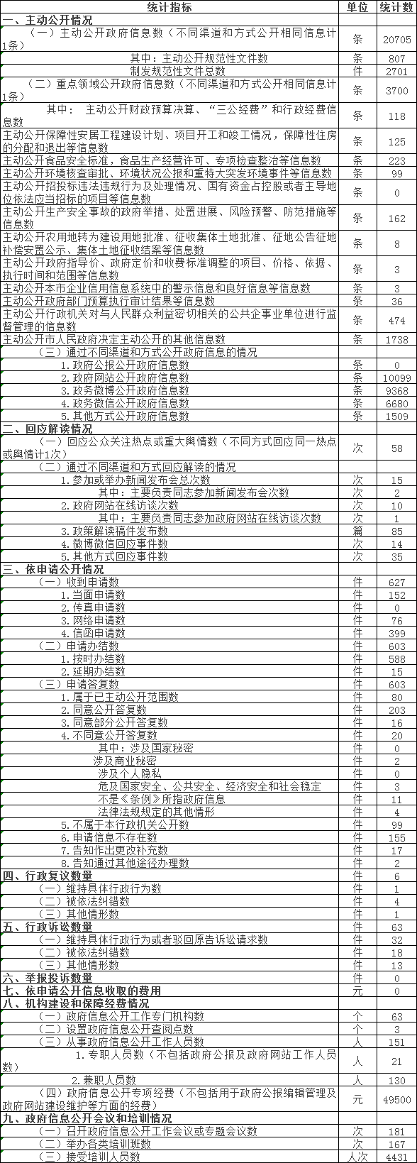 政府信息公开情况统计表