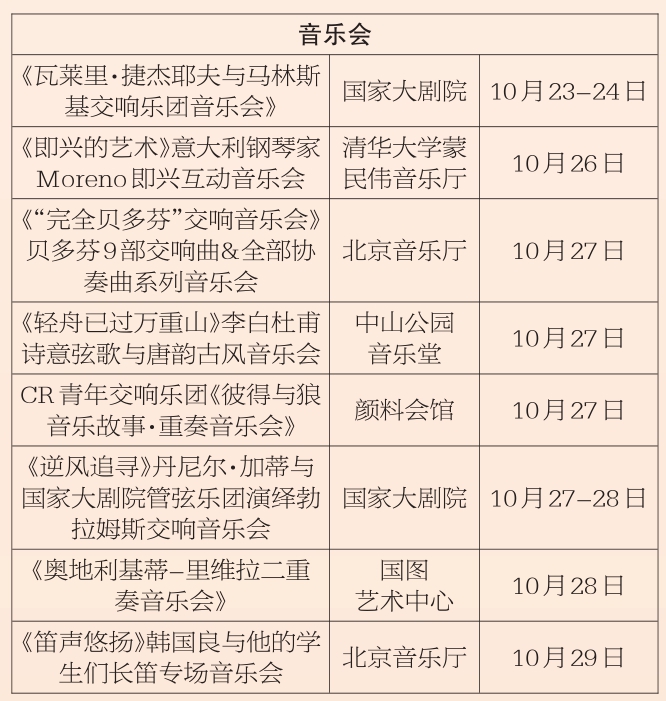 文艺精品资讯 10月23日-10月29日